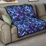 Blue And Purple Lightning Print Quilt