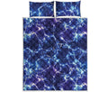 Blue And Purple Lightning Print Quilt Bed Set