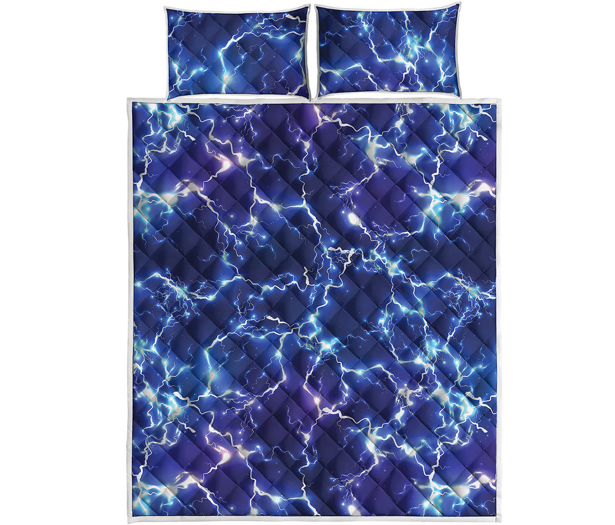 Blue And Purple Lightning Print Quilt Bed Set