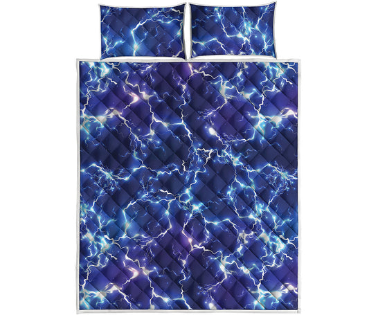 Blue And Purple Lightning Print Quilt Bed Set