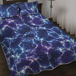 Blue And Purple Lightning Print Quilt Bed Set