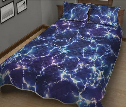 Blue And Purple Lightning Print Quilt Bed Set