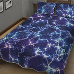 Blue And Purple Lightning Print Quilt Bed Set
