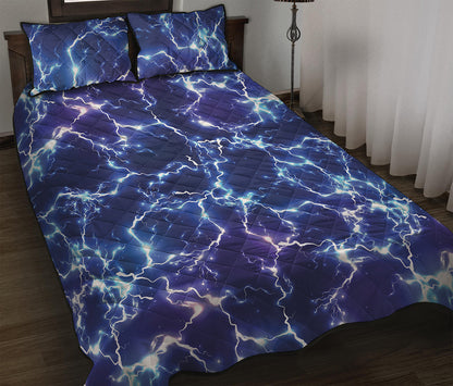 Blue And Purple Lightning Print Quilt Bed Set