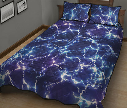Blue And Purple Lightning Print Quilt Bed Set