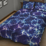 Blue And Purple Lightning Print Quilt Bed Set