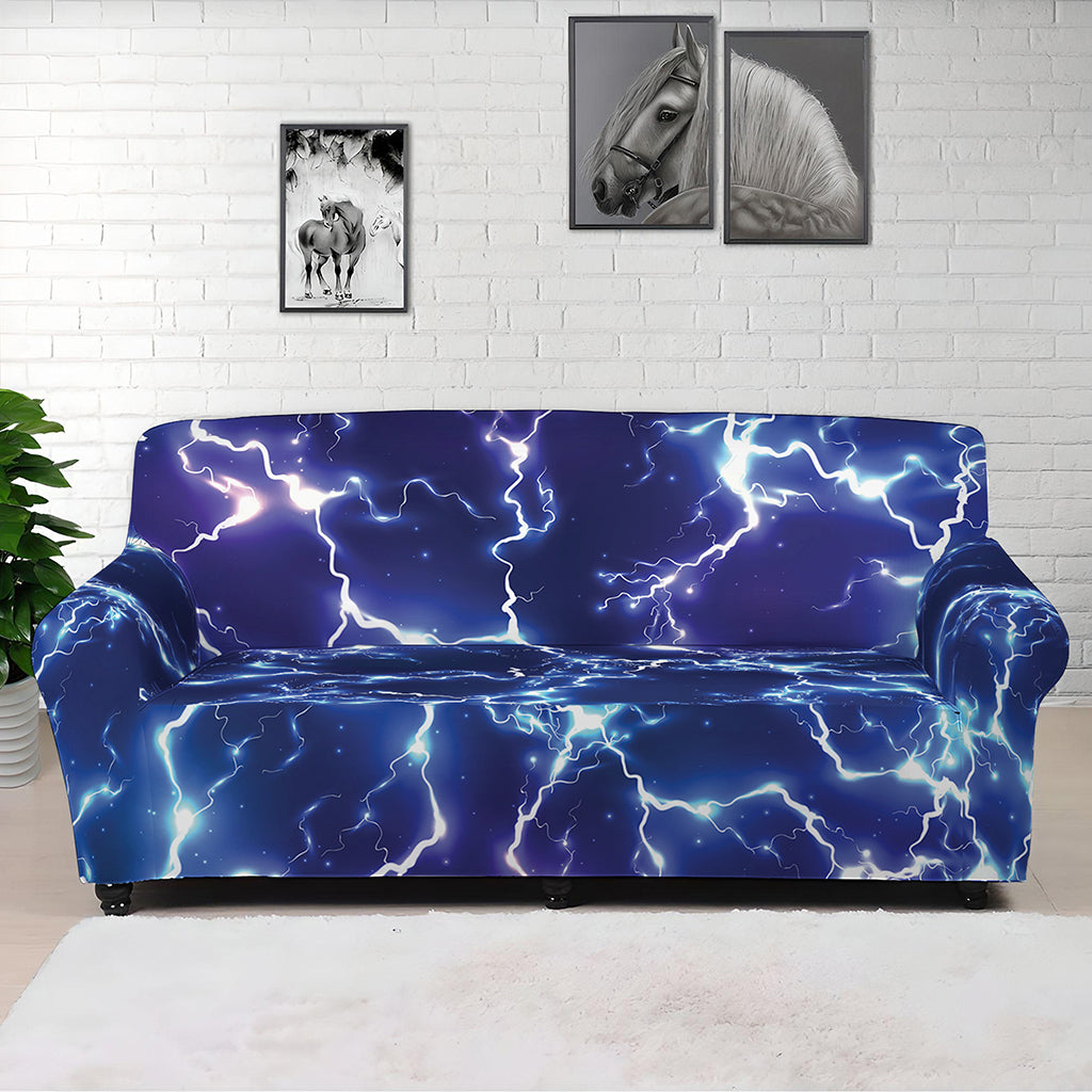 Blue And Purple Lightning Print Sofa Cover