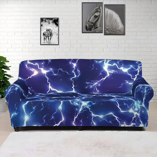 Blue And Purple Lightning Print Sofa Cover