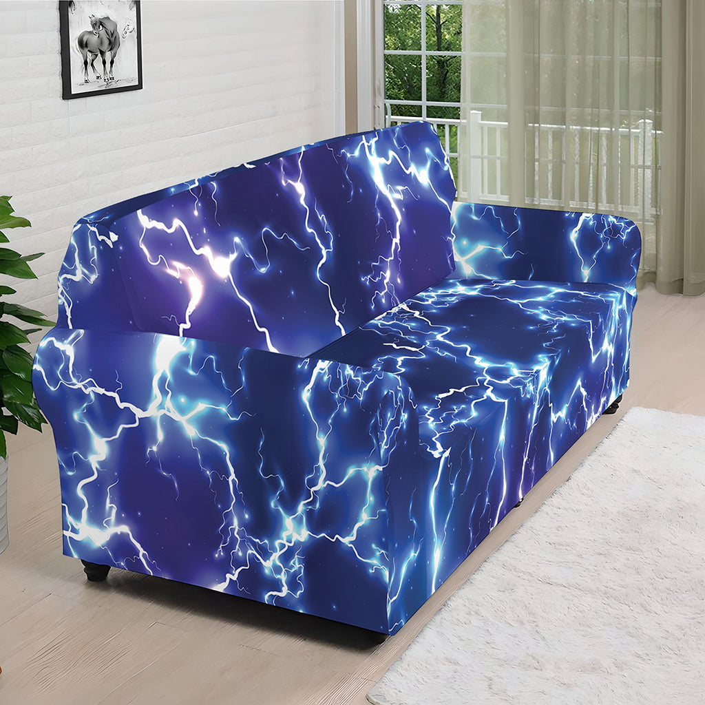 Blue And Purple Lightning Print Sofa Cover