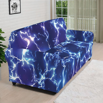 Blue And Purple Lightning Print Sofa Cover