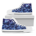 Blue And Purple Lightning Print White High Top Sneakers