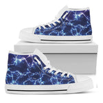 Blue And Purple Lightning Print White High Top Shoes