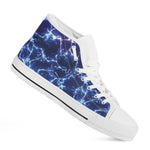 Blue And Purple Lightning Print White High Top Shoes