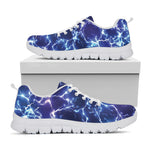 Blue And Purple Lightning Print White Sneakers