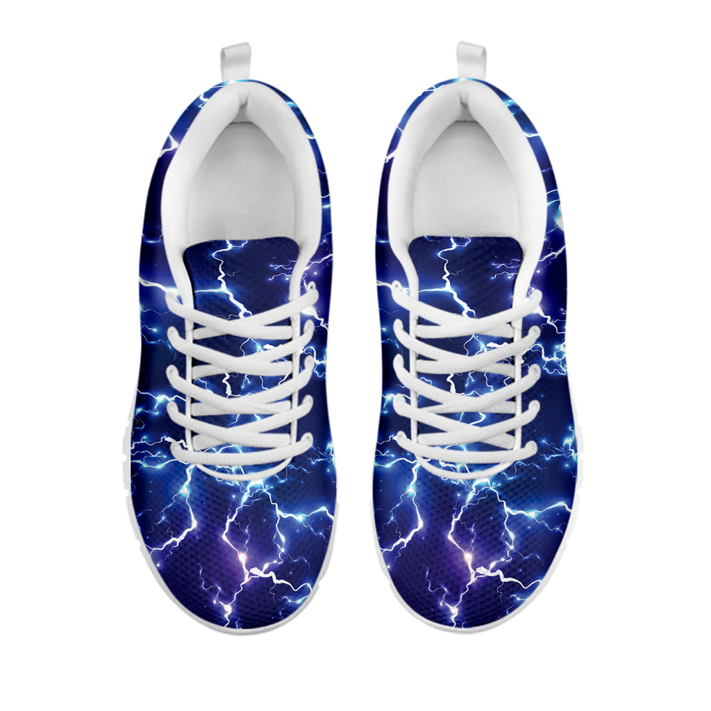 Blue And Purple Lightning Print White Sneakers