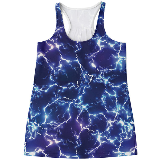 Blue And Purple Lightning Print Women's Racerback Tank Top