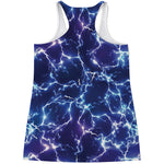 Blue And Purple Lightning Print Women's Racerback Tank Top