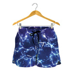 Blue And Purple Lightning Print Women's Shorts