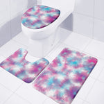 Blue And Purple Shibori Tie Dye Print 3 Piece Bath Mat Set