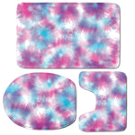 Blue And Purple Shibori Tie Dye Print 3 Piece Bath Mat Set
