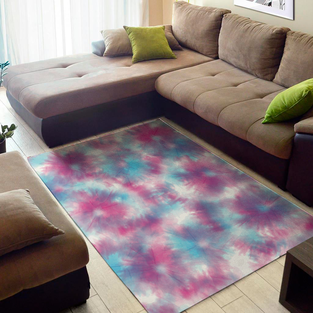 Blue And Purple Shibori Tie Dye Print Area Rug