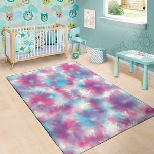 Blue And Purple Shibori Tie Dye Print Area Rug