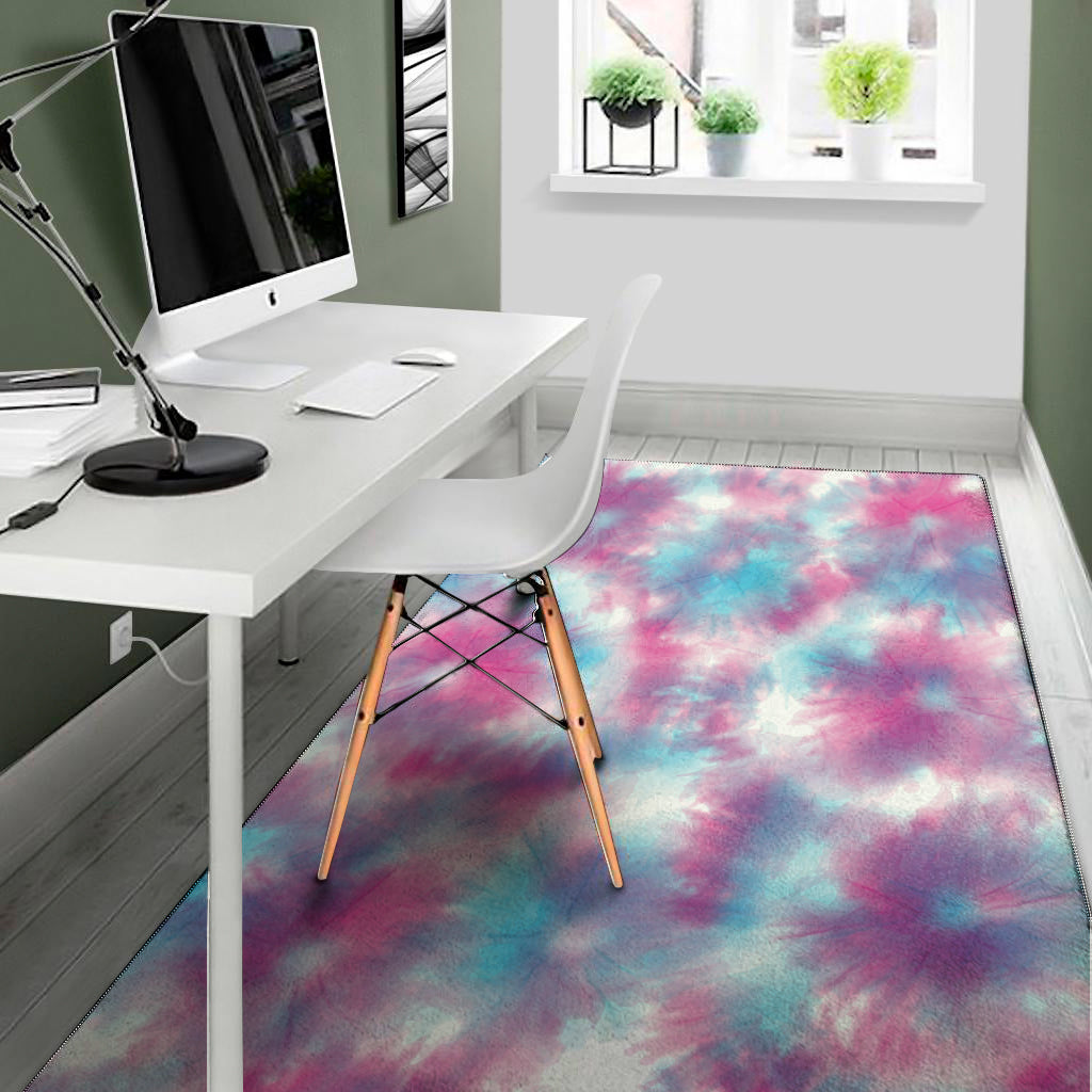 Blue And Purple Shibori Tie Dye Print Area Rug