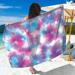 Blue And Purple Shibori Tie Dye Print Beach Sarong Wrap
