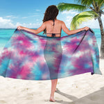 Blue And Purple Shibori Tie Dye Print Beach Sarong Wrap