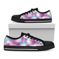 Blue And Purple Shibori Tie Dye Print Black Low Top Sneakers