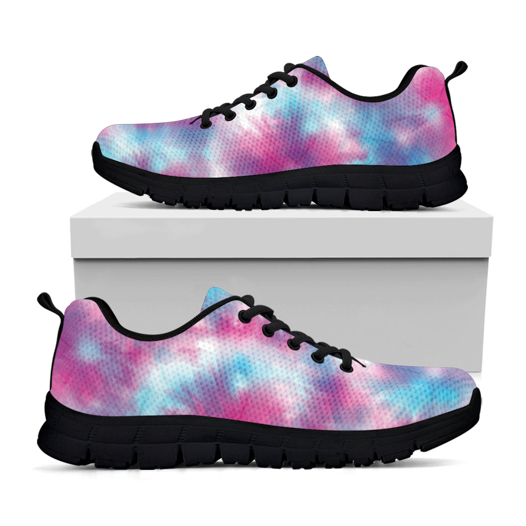 Blue And Purple Shibori Tie Dye Print Black Sneakers