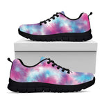 Blue And Purple Shibori Tie Dye Print Black Sneakers