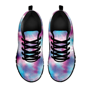 Blue And Purple Shibori Tie Dye Print Black Sneakers