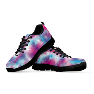 Blue And Purple Shibori Tie Dye Print Black Sneakers