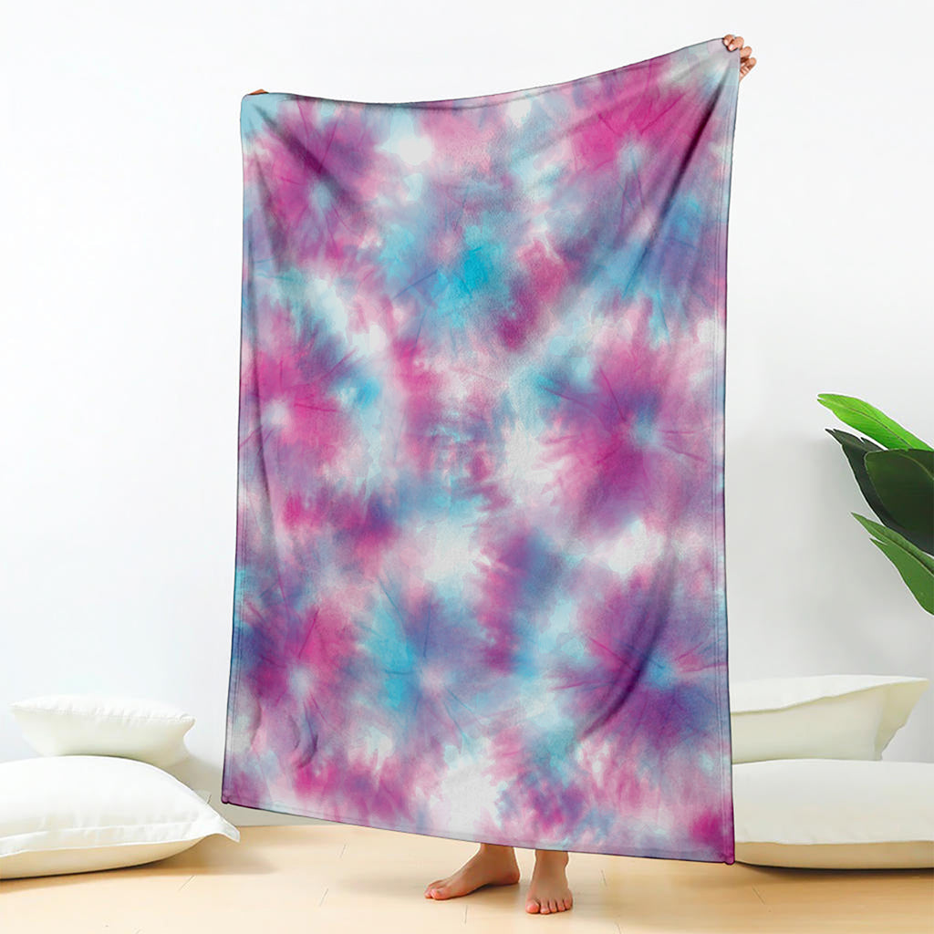 Blue And Purple Shibori Tie Dye Print Blanket