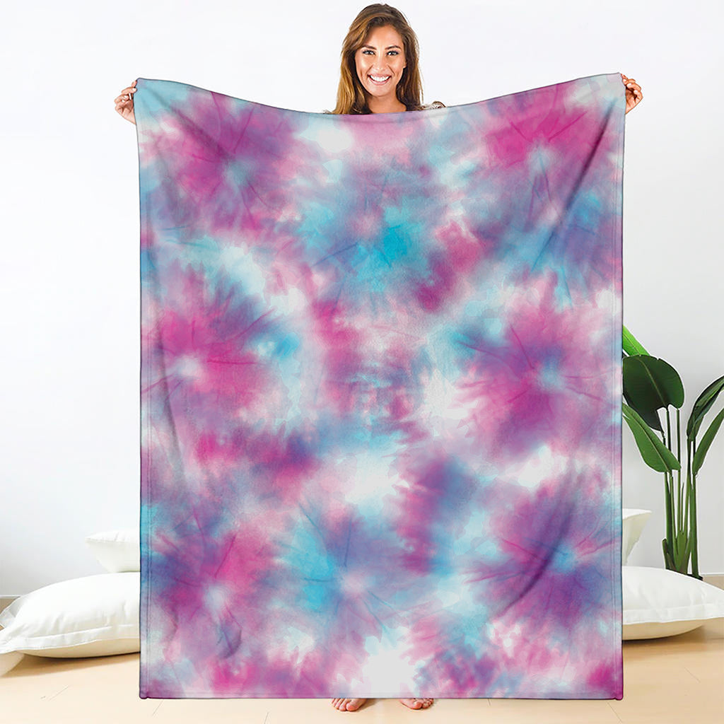 Blue And Purple Shibori Tie Dye Print Blanket