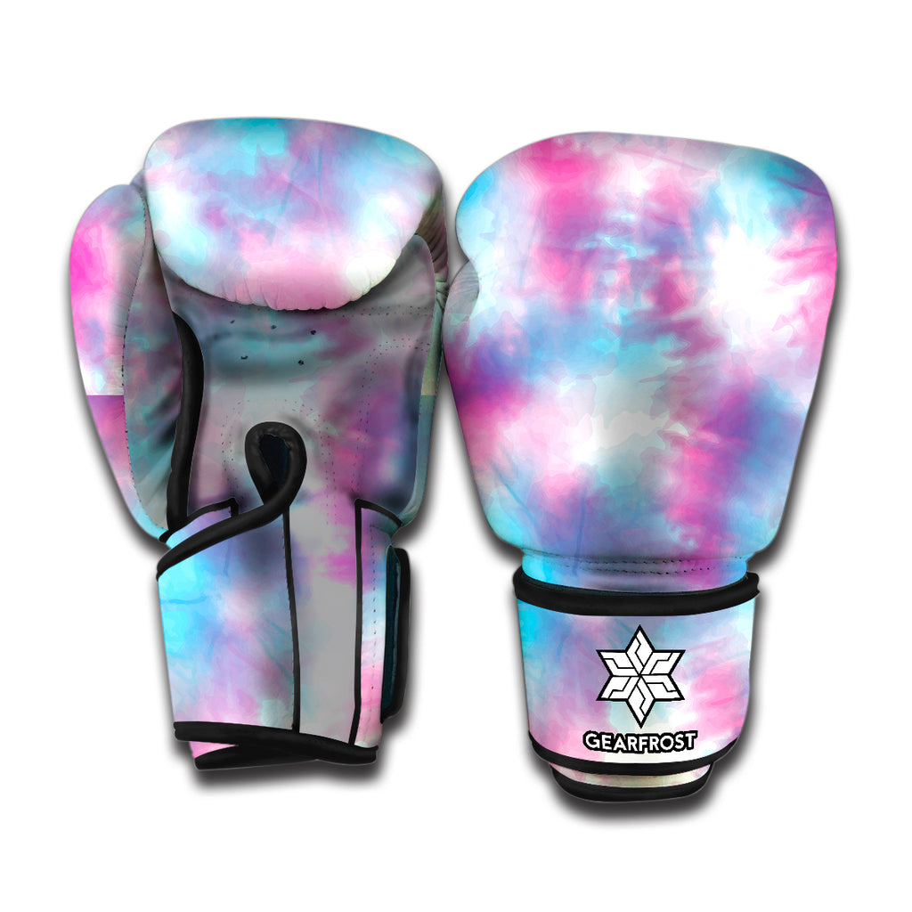 Blue And Purple Shibori Tie Dye Print Boxing Gloves