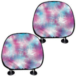 Blue And Purple Shibori Tie Dye Print Car Headrest Covers