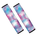 Blue And Purple Shibori Tie Dye Print Car Seat Belt Covers