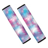 Blue And Purple Shibori Tie Dye Print Car Seat Belt Covers