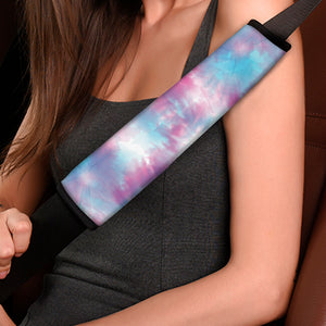 Blue And Purple Shibori Tie Dye Print Car Seat Belt Covers