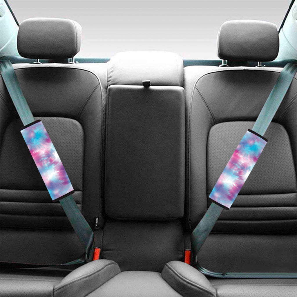 Blue And Purple Shibori Tie Dye Print Car Seat Belt Covers