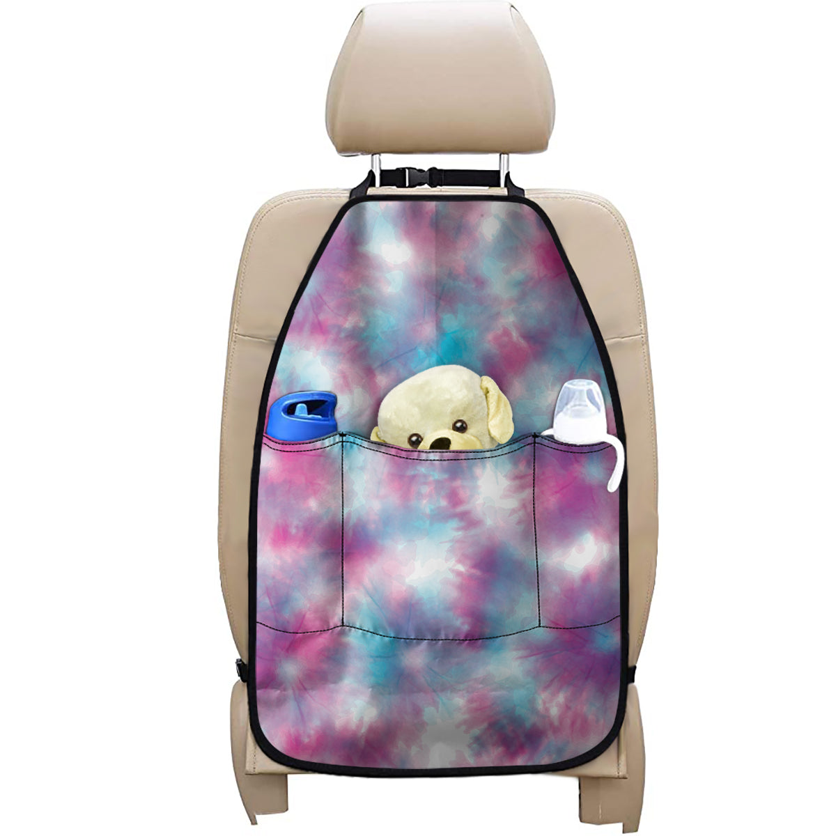 Blue And Purple Shibori Tie Dye Print Car Seat Organizers