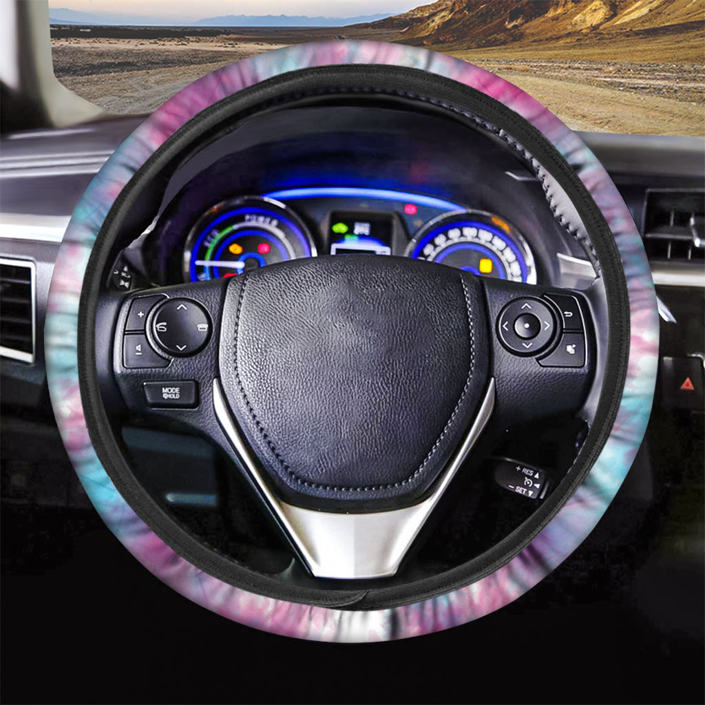 Blue And Purple Shibori Tie Dye Print Car Steering Wheel Cover