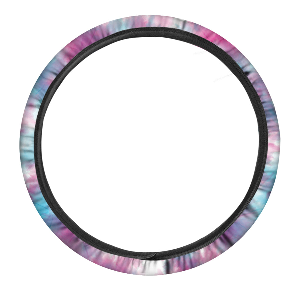 Blue And Purple Shibori Tie Dye Print Car Steering Wheel Cover