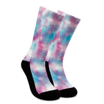 Blue And Purple Shibori Tie Dye Print Crew Socks