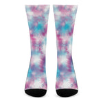 Blue And Purple Shibori Tie Dye Print Crew Socks