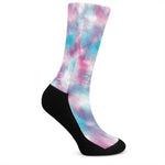 Blue And Purple Shibori Tie Dye Print Crew Socks