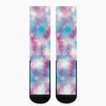 Blue And Purple Shibori Tie Dye Print Crew Socks