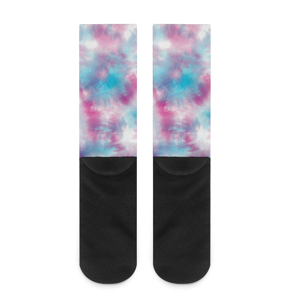 Blue And Purple Shibori Tie Dye Print Crew Socks